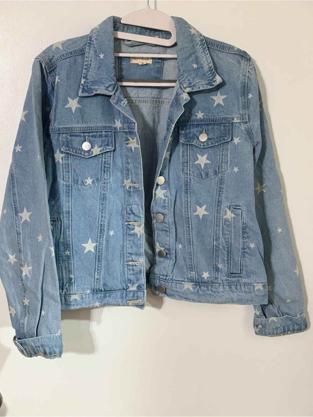 Hem & Thread Light Blue Star Print Denim Jacket